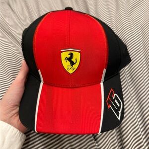 Ferrari Red & Black Racing Cap with Shield Logo, Charles Leclerc